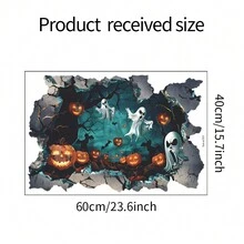 1pc Halloween Horror Broken Wall Monster Wall Decal - Multicolor - View 8