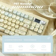 131 Key, MOA Profile PBT Keycaps, Sublimation Mechanical Keyboard Keycaps, For Cherry MX Switch Profile 61/64/68/87/104/108 6.25u - Brown - View 2