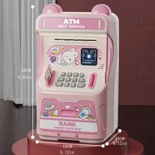 逼真存取儿童ATM存钱罐卡通密码智能音乐存钱罐创意硬币密码收纳盒幼儿园儿童生日礼物玩具密码存钱柜 - 彩色 - 查看 8
