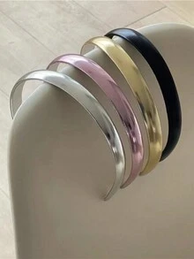 1/4 件女士光面窄头带，简约时尚发夹，齐刘海，优雅女士发饰 - 彩色 - 查看 1