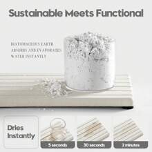 2 Khay để đồ bồn rửa, Khay để xà phòng rửa chén bằng đá diatomite, Giá để miếng bọt biển, Thảm thấm nước đựng cây, Chai đựng mỹ phẩm Trang trí phòng tắm Nhà cửa, Giá để đồ phòng tắm Mùa hè trở lại trường - Màu be - Xem 3
