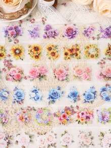 1 Roll/6 Rolls, Butterfly Flower Pattern Stickers, Personalized PET Waterproof Stickers-DIY Handbook Flower Landscaping Lace Sticker Rolls, 2 Meters/78 Inches Per Roll, Decorative Stickers For Back-To-School School School Stationery And Gift Wrapping,School Supplies,Back To School - Multicolor - View 3