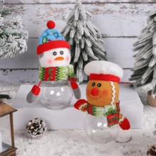 1 包圣诞糖果罐，带装饰性毛绒玩具 - 透明塑料礼品容器、节日雪人和驯鹿、圣诞老人麋鹿雪人装饰性塑料糖果饼干罐容器糖果储存托盘家居装饰容器、礼品盒瓶、圣诞节派对用品、节日圣诞装饰品、情人节礼物 - 彩色 - 查看 5