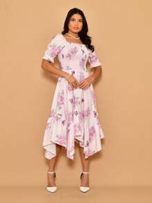 Helena Crepinho Printed Dot Midi Dress With Short Sleeves - Rosa - Ver 2