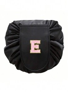 1 件女士时尚抽绳化妆包，时尚大容量化妆包，防水防潮，方便拿取，便携式抽绳包，粉色毛巾刺绣卫生间收纳袋，完美的旅行化妆收纳袋，字母A到Z，可以送给妈妈，家人，朋友，适合旅行，商务旅行，时尚大方化妆包化妆收纳袋化妆收纳袋