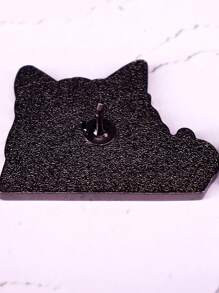 1PC Cartoon Cat Thumbs Up Enamel Pin Sad Cat Badge - Black - View 4