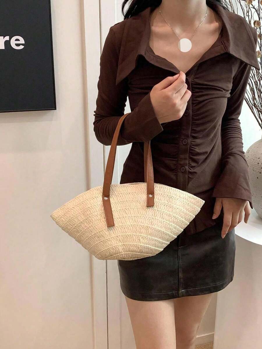 1 Túi Đeo Vai Ống Hút Dung Tích Lớn Thường Ngày Cho Nữ - Màu be - Xem 1