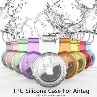 1pc Transparent TPU Protective Case Suitable For Airtag Anti-Lost Locator, Soft Silicone Protective Case, Fashionable Transparent Protective Cover, 360° Fully Wrapped TPU Protective Case With Multi-Protection Features Including Waterproof, Dustproof, Scratch-Resistant, Shockproof, Comes With Metal Keychain, Fashionable And Durable, More Convenient To Carry, Available In Multiple Colors, Great Gift Item
