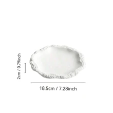 1 pieza Plato de presentación estilo Ins, plato de falda con textura rocosa, plato de vegetales, plato plano de cerámica para el hogar, plato poco profundo, nuevo tipo de vajilla de restaurante, plato de exhibición, regalo de Navidad - Blanco - Ver 2