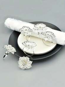 6pcs/Set Delicate Flower Napkin Rings - Premium Decorative Holders For Festive Gatherings - Perfect Accent For Birthday, Farmhouse, Wedding, Thanksgiving, Easter, Banquet & Buffet Table SettingsFor Home Kitchen Bedroom Living Room Dining Room, Home Decoration Accessories, Decorative Box,Women Wedding Gift,Summer Travel Holiday Festival Must-Have - Multicolor - View 12
