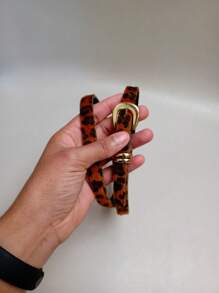 Thin Women's Belt Width 1CM - Animal Print Dark Jaguar - View 3
