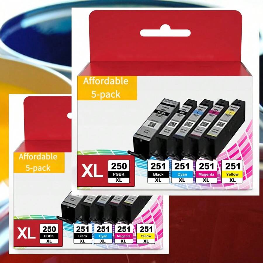 250 251 XL Printer Ink Cartridges Compatible For Canon 250 And 251 XL Ink Cartridges Use With PIXMA MX922 MX920 IX6820 MG7120 MG7520 IP7220 IP8720 Printer (PGBK, Black, Cyan, Magenta, Yellow) - 10 gói - Xem 1