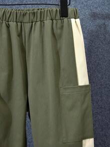 Vihyde Tween Boys Color Block Half Zip Stand Collar Top, Jogger Pants & Crossbody Bag Cargo 3 Pieces Outfit Set - Army Green - View 9