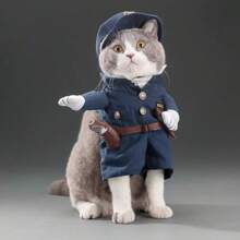 Dog & Cat Policeman Costume Funny Dress Up Apparel Pet Accessories Halloween Halloween Costumes - Navy Blue - View 5