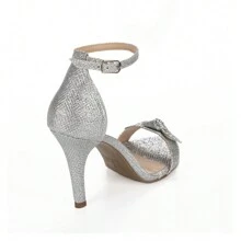 Women Heeled Sandals - Silver - View 3