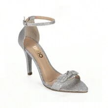 Women Heeled Sandals - Silver - View 2