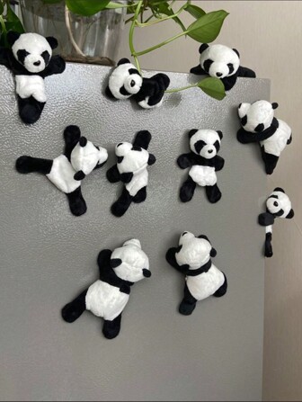 1/3pcs Cute Panda Plush Refrigerator Magnet Creative Stuffed Animal Magnet,Suitable For Home Use, Portable And Festival Gifts