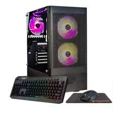 Gigatech Gaming Apollo 5 Gaming PC Desktop Monitor Bundle - System: Intel Core I3-13100 4.5GHz 4-Core 8-Threads, Intel Arc A380 GPU Graphics Card, DDR4 3200MHz Memory, 512GB NVMe SSD, Windows 11, ASUS 22" 1080p 75hz Monitor, Mouse + Keyboard + Mousepad