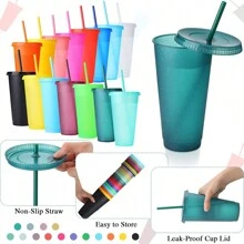 20 ،10 ،1 قطعة أكواب بلاستيكية قابلة لإعادة الاستخدام بسعة 24 أونصة مع أغطية وقشاطات - 10 قطع ، أكواب ماء متينة للقهوة المثلجة ، أكواب سفر كبيرة صدغية ، مثالية لحفلات الهالوين والأعياد الميلادية والعيد المجيد وهدايا الافتتاح ، خفيفة الوزن ، مستطيلة ، خالية من البولي فينيل كلوريد ، للغسيل اليدوي فقط - متعدد الألوان - مشاهدة 12