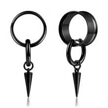 2PCS Ear Gauges Tunnels 316 Stainless Steel Plugs With Rings Spike Stretcher Studs Women Men Body Piercing Jewelry