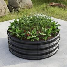 32.08"*11.4" Tall Round Raised Garedn Bed,Metal Raised Beds For Vegetables, Outdoor Garden Raised Planter Box, Backyard Patio Planter Raised Beds For Flowers, Herbs, Fruits Black - Đen + Kim loại - Xem 1