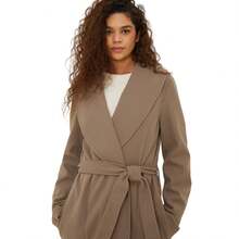 Dorothy Perkins Womens/Ladies Wrap Tall Long Coat (Mink) - 02 Soft Brown - View 3
