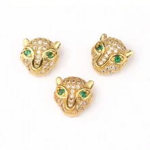 3 pezzi di perline in metallo a forma di cuore e teschio con zirconi micro pavé per la realizzazione fai da te di braccialetti, collane e accessori gioielleria