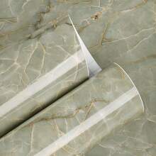 Green Marble Self-Adhesive Vinyl Wallpaper - Waterproof, Removable, Peel And Stick Decor For Living Room, Kitchen, Bedroom, Dormitory, And Furniture Refurbishment - Easy Installation, Random Pattern Match, And Aesthetic Design
