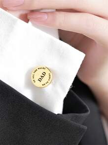 1 Pair Engraved Customized Cufflinks, Special Gift For Men, Personalized Text Cufflinks Gift For Boyfriend, Unique Present For Dad, Father's Day, Valentine's Day, Christmas - Black - View 3