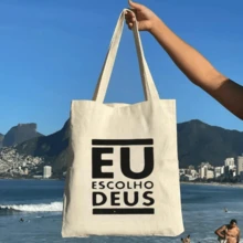 100% Cotton Ecobag Bag Print CHOOSING GOD - trắng - Xem 2