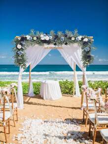 6FT Artificial Eucalyptus And Willow Leaf Garland With Flowers, Wedding Arch Flowers Wedding Sweetheart Table Centerpieces Head Table Decor Wedding Arch Backdrop Decorations For Wedding, Spring Decoration Outdoor Decor - 藍色 - 查看 5