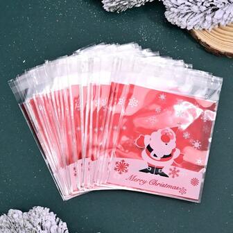 100 个圣诞快乐字母圣诞老人图案包装袋 - 收纳袋礼品袋圣诞节圣诞装饰圣诞装饰品圣诞袋圣诞礼物