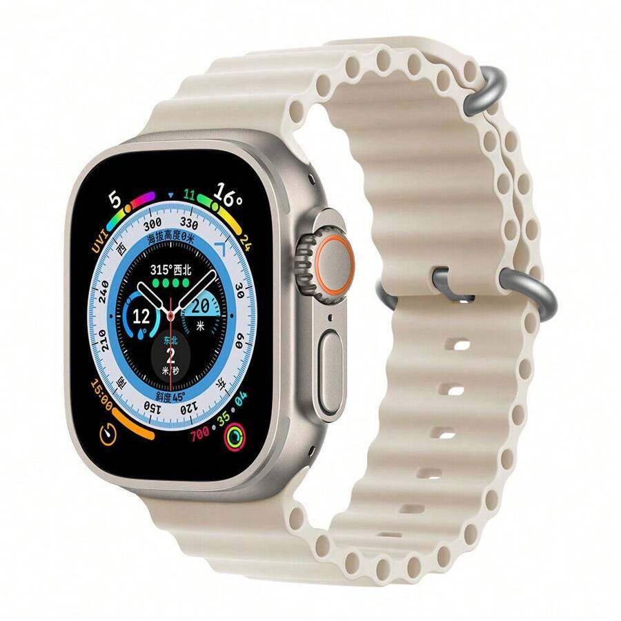 Silicone Sport Ocean Band Compatible With Apple Watch Ultra Band 49mm 45mm 44mm 42mm 41mm 40mm 38mm For Women Men,Soft Waterproof Strap Apple Watch Ultra 1 Ultra 2 Bands For Series 9 8 7 6 5 4 3 2 1 SE - 星光 - 查看 1