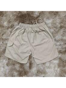 Men's Bermuda Cargo Shorts With 3 Twill Pockets - Beige - View 2