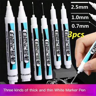 3 支装油性白色记号笔涂鸦笔防水永久性凝胶铅笔轮胎绘画笔记本轮胎胎面笔（0.7+1+2.5 毫米）返校