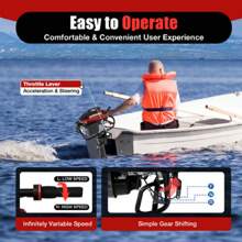 4-Stroke 7 HP Outboard Motor 196CC Fishing Boat Engine Motor Air Cooling - Black - View 2