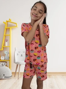 Blogueirinha Women's Comfortable Printed Children's Pajamas - Salmão Donuts - 查看 2