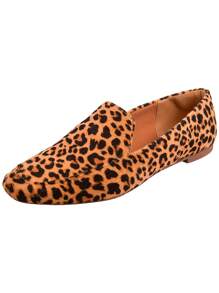 Kit 2 Pares Sapato Mocassim Feminino Donatella Shoes Bico Quadrado Camurça Liso Clássico Casual Onça e Diversos - Damasco - Visão 8