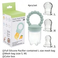 4pcs Silicone Fruit & Vegetable Feeder For Babies - Easy To Use Food Supplement Pacifier With Handle - Ideal Gift For Christmas, Halloween, And Thanksgiving Day