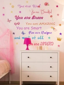 1set Inspiring Quotes & Butterfly Wall Decals, Stickers, Wall Decal, Vinyl Decal For Home Decorations, Spring Decoration Items Refresh Your Home, Rama Decoration Stickers Gifts Birthday Graduation - Multicolor - View 10