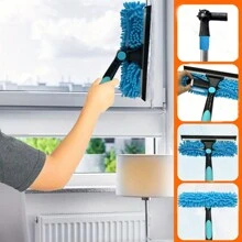 Window Washing Kit With 2.9-4.8 Ft Telescoping Extension Pole, Window Squeegee & Scrubber Combo Pivot System, Indoor And Outdoor Use - Multicolor - View 2