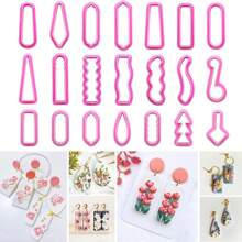 10pcs/11pcs Rectangle Shaped Clay DIY Jewelry Making Mold For Earrings, Hair Clips, Pendants - Pink - View 10