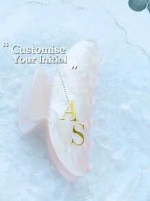 手工制作，采用优质醋酸纤维素和亚克力大理石渐变字母波浪图案发夹，可定制首字母，女士配饰，送给她的礼物，婚礼发饰，度假风情。 - 粉色 - 查看 11