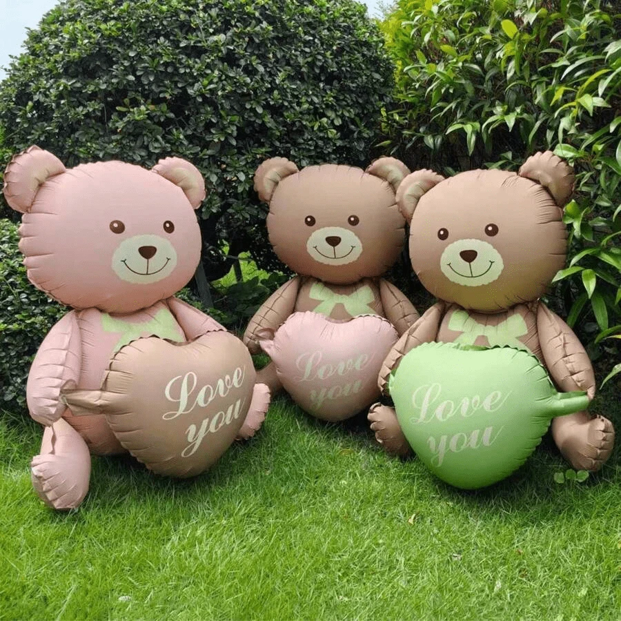 1pc 42-Inch Cute Heart Hugging Plush Bear Balloon, For Festivals, Celebrations, Birthdays, Mother's Day, Proposal, Wedding, Anniversary, Party & Home Decor