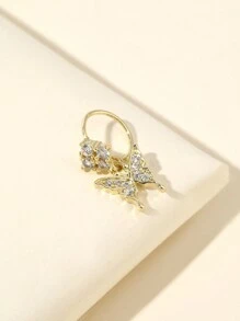 1pc Fashionable Sparkling Gold-Tone Butterfly Nose Ring For Daily Wear - Gold - View 2