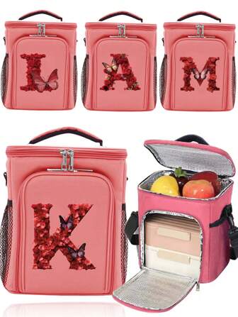 Food Thermal Box Lunch Bag Cooler Box Insulated Handbags Cooler Bag Waterproof Lightweight And Portable Bags For School Office Organizer Large Capacity Bilayer Bento Storage Bags Fashion Red Rose Series Woman Lunch Box Bag For Women Ladies School Supplies Stuff Accessories Bag For School School Accessories School Stuff