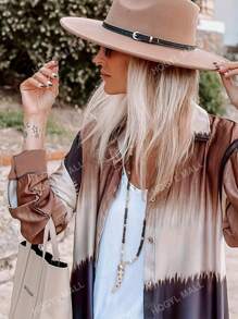 Women's Multi-Color Tie-Dye Patchwork Button-Down Long Casual Shirt, Spring Summer