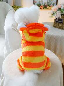1pc Pet Clothes, Dog/Cat Costume, Sweet Orange Lion Transformation Outfit