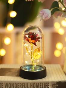 1 Stück buntes Rosenblumen-Nachtlicht für die Heimdekoration, goldene Folienrosenlampe mit Abdeckung, Nachtlicht für die Inneneinrichtung, Lichter für Hochzeitspartys und Heiratsanträge, perfektes Geschenk für Mädchen und Partner, Schlafzimmer-Dekor-Nachtlampen, Babyzimmer-Nachtlicht
