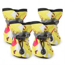 4pcs/Set Waterproof Anti-Slip Pet Dog Shoes Chihuahua Rain Boots For Small Dogs & Puppies - Mustard Yellow - View 26